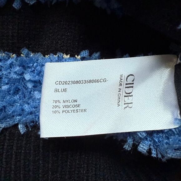 Cider Blue Black Striped Cropped Cardigan Gold Buttons Women’s Medium - Picture 12 of 13